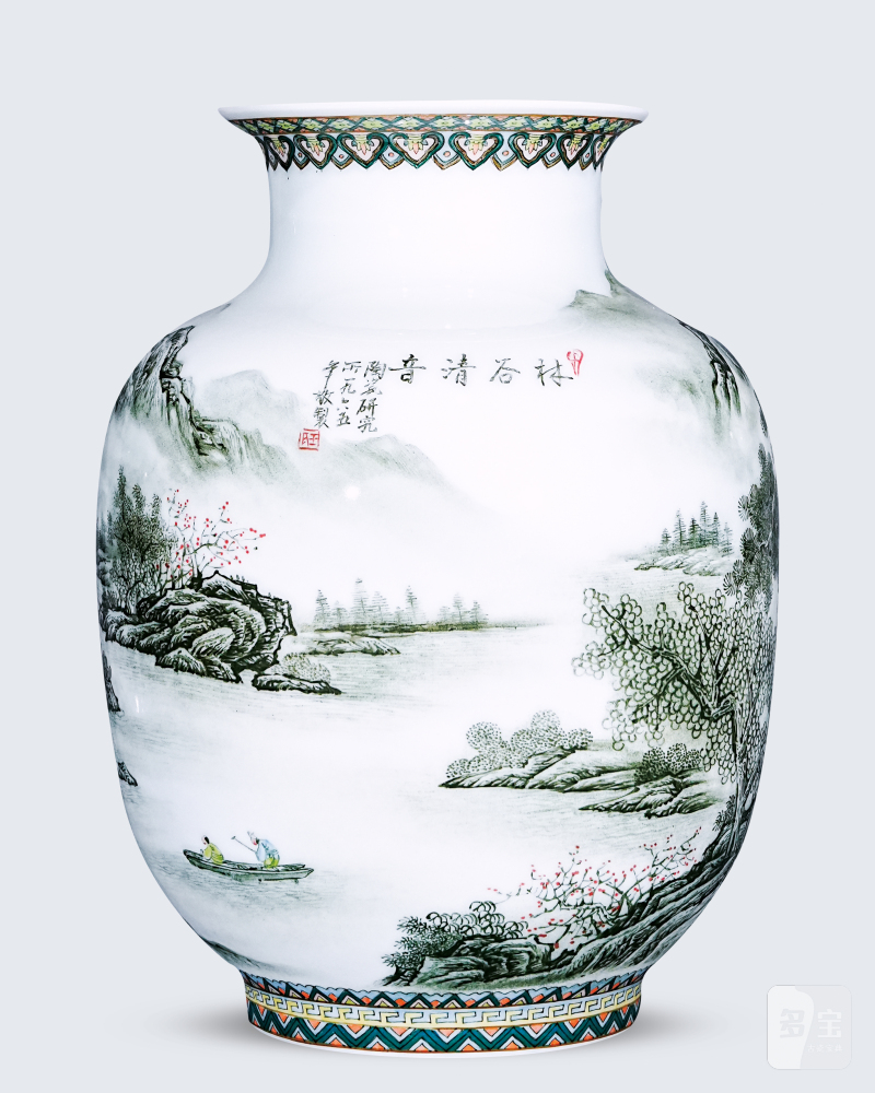 五六七 新粉彩山水人物灯笼瓶 - 图10